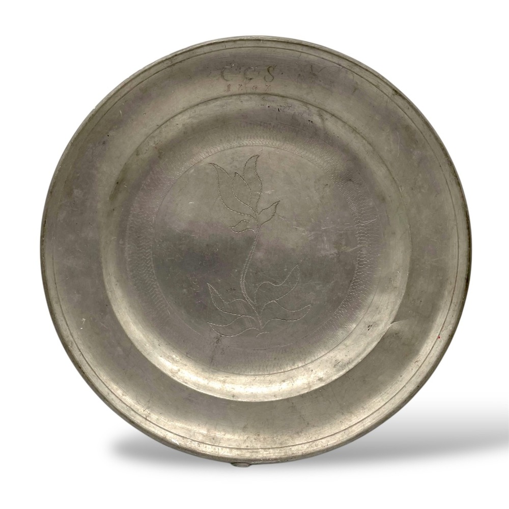 1807 Pewter Floral‎ Wriggle Work Plate Wriggle Work